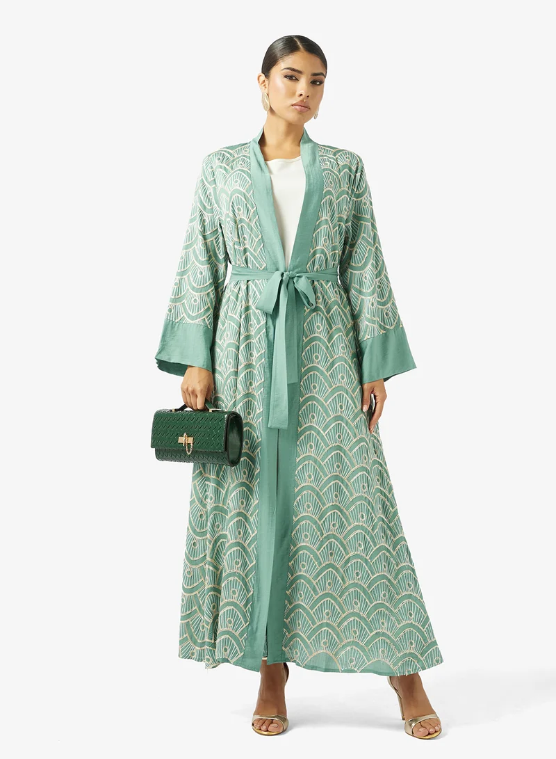 Khizana  Monochrome Printed Abaya for Women | Best Price UAE